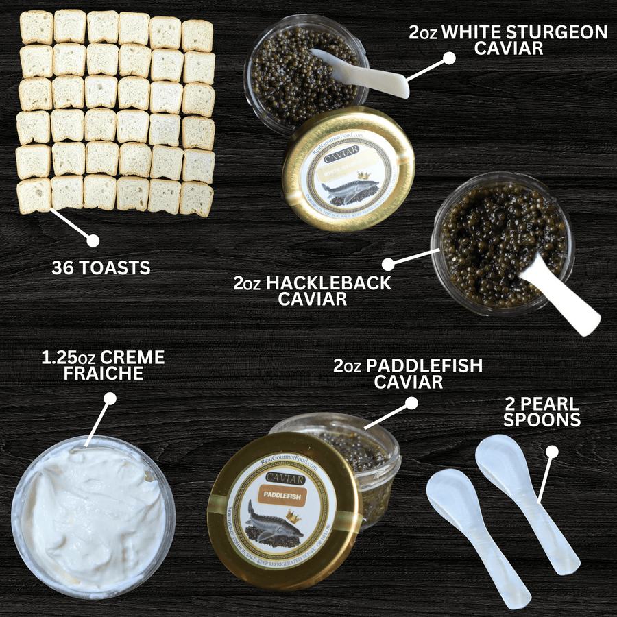 Real Gourmet Food Caviar Gift Bundle American Gem
