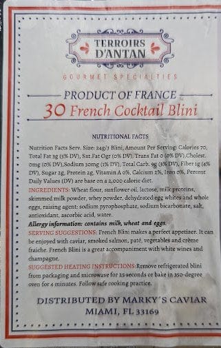 Terroirs D'Antan Blinis 30 French Cocktail Blini - France