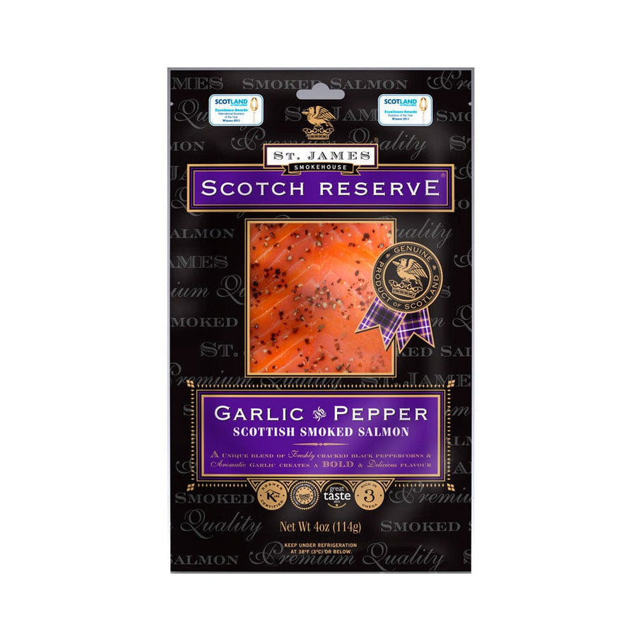 St. James Smoked Salmon Garlic & Pepper Sliced Smoked Salmon - SCOTLAND