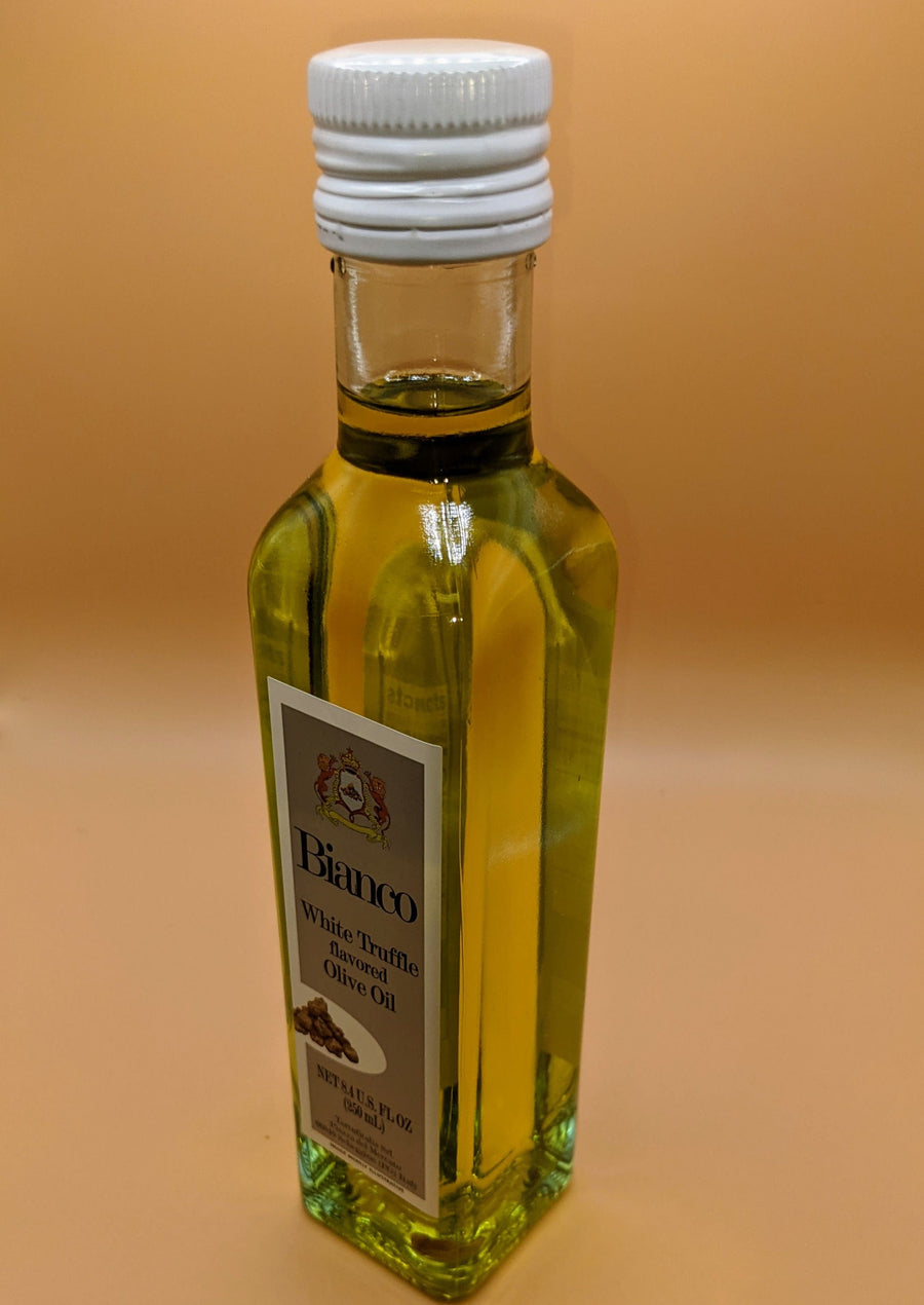 Bottle-of-Bianco-Olive-Oil-White-truffle-8.4-oz-real-gourmet-food-foodie-side-view